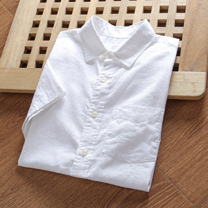 外贸原单剪标 天然亚麻 夏季男士吸湿透气水洗棉麻休闲短袖衬衫潮