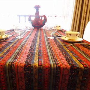 外贸棉麻藏式东南亚民族风波西米亚餐桌桌布复古美式茶几桌布台布