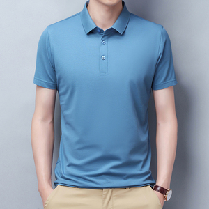 老人头男士夏季翻领短袖纯色t恤中年半袖带领净版polo体恤衫爸爸