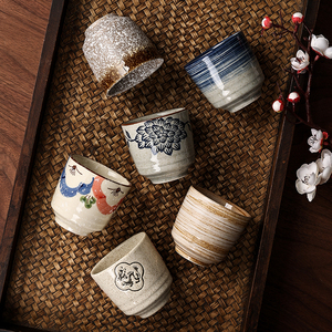 日式复古粗陶陶瓷酒杯小茶杯小杯杯水杯主人杯子喝茶个人专用茶具