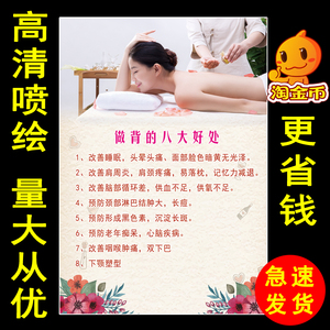 中医养生馆做背部八大好处广告挂画美容院后背理疗宣传海报定制