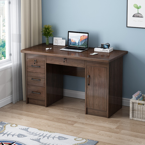 全实木生态板书桌台式电脑桌家用1.2学生写字台1.4米带锁办公桌子