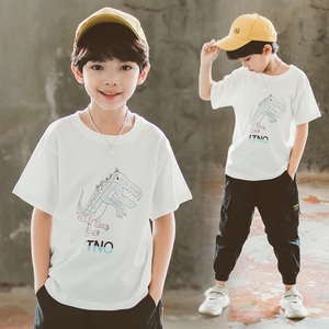 男童t恤短袖恐龙的图案带衣服儿童潮牌潮流中大童韩版男孩童装桖
