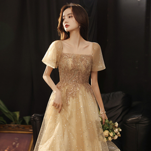 生日晚礼服女2021新款小个子宴会轻奢小众高端法式公主蓬蓬连衣裙