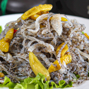 江帆泡椒鱼皮丝150g凉拌香脆零食开袋即食泡椒鱼皮新鲜海鲜凉拌菜