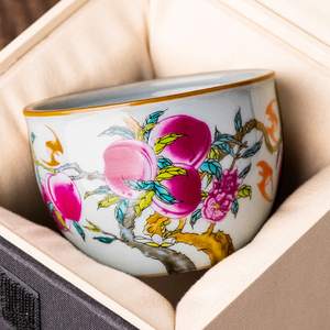 寿桃杯手绘主人杯个人专用单杯家用陶瓷缸杯品茗杯办公室茶杯复古