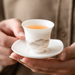 极素羊脂玉主人杯单杯家用茶杯白瓷中式功夫茶具高档品茗杯子茶盏