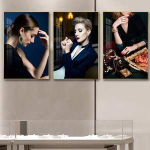 珠宝店装饰画首饰奢侈品店饰品店珠宝专柜挂画美女模特宝石壁画