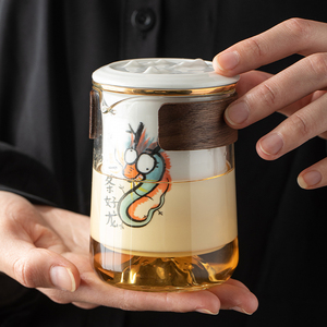 创意龙年便携式茶水分离旅行茶具一壶三杯带陶瓷内胆户外泡茶套装