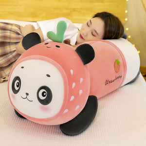 水果熊猫长抱枕粉色可爱熊熊毛绒玩具大布娃娃男女生夹腿冰吉祥物