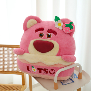 迪士尼正品蛋糕抱枕双用带毯子空调被夏季毛绒玩具草莓熊靠垫床上