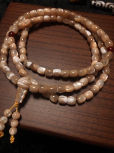 藏区#藏式老鱼骨108佛珠念珠#天然螺钿鱼骨念珠手串