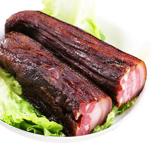 湖南永州道州道县特产农家自制柴火烟熏农村土猪五花腊肉腌肉咸肉