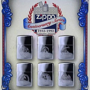 打火机zippo正版 c92年度60周年纪念纯铜防风镜面6枚套装男士收藏