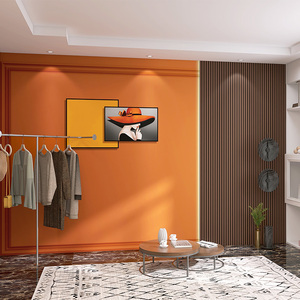 000人付款淘宝轻奢风爱马仕橙色墙纸北欧美容院卧室护墙板背景墙服装