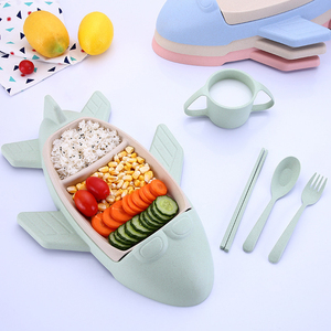 儿童飞机餐盘餐具套装早餐辅食分隔饭盘卡通宝宝分格碗筷叉勺水杯