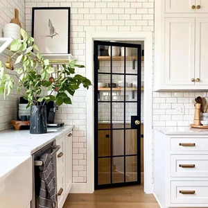 法式复古极简老钢窗定制格子玻璃门卫生间门钛镁铝合金厨房平开门