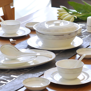 自由组合景德镇骨瓷餐具碗碟套装家用轻奢盘筷子中欧式高档陶瓷器