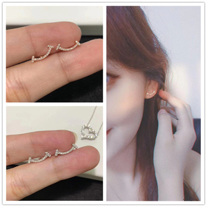 tiffany/蒂芙尼20新款smile 满钻18k笑脸耳钉mini无钻微笑女耳环