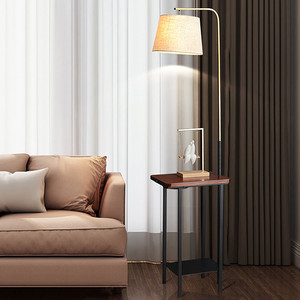 尊阁茶几台灯一体落地灯客厅立地式台灯简约现代创意沙发布艺灯具