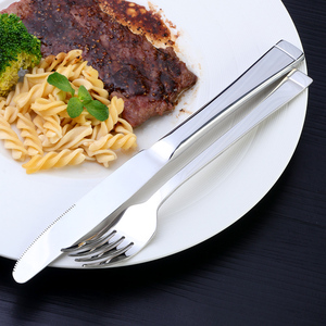 不锈钢牛排刀叉盘子套装高档西餐餐具二件套三件套家用加厚刀叉勺