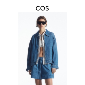 COS女装 休闲版型翻领丹宁飞行员夹克蓝色2024夏季新品1244755001