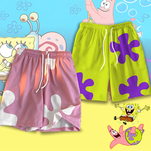 派大星短裤女夏季沙滩裤大码宽松情侣睡裤过膝五六分裤大花裤衩子