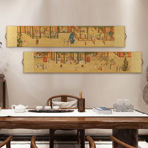 汉宫春晓图中式丝绸卷轴挂画十大名画客厅书房装饰画沙发背景墙画