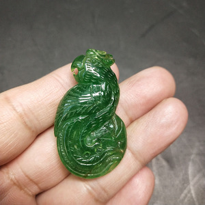帝王绿翡翠挂件鹦鹉冰种纯色玉雕吊坠双面纯手工古玩旧货古董促销
