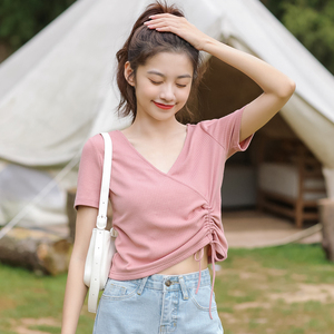 上衣夏天小心机短袖