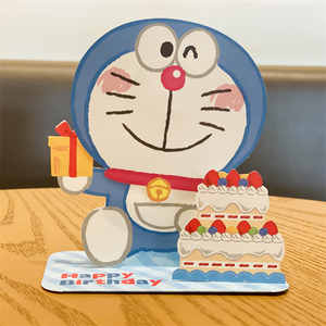 日本哆啦a梦生日贺卡蓝胖子摇头趣味立体卡片生日礼物送闺蜜女友