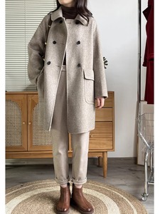 梨形身材双面尼羊绒大衣女中长款2023年冬季新款韩版显瘦毛呢外套