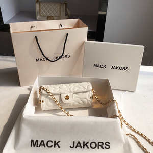 香港mackjakors正品真皮山茶花小香风菱格链条包女圆筒复古斜挎包