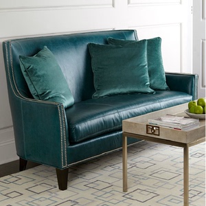 美式三人头层牛皮沙发高背意大利油蜡复古做旧绿皮艺欧式实木家具