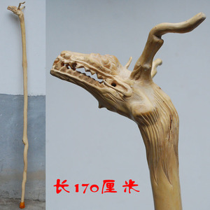 【周瑞赞手雕艺术】黄杨木雕根雕龙头拐杖 寺院法器法杖 影视道具