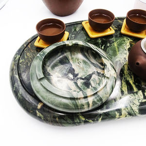 2022新款九龙壁茶盘九龙璧小茶盘玉石茶具椭圆家用源头深色奇石坚