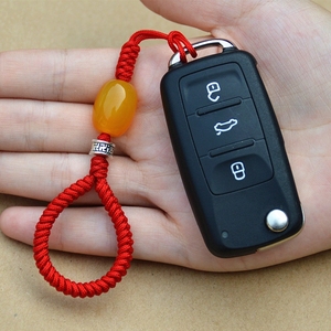 保平安汽车钥匙链钥匙扣纯手工编织金刚结红绳挂件男女