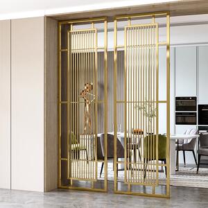 宜群不锈钢铁艺屏风隔断轻奢风家用入户客厅现代简约金属玻璃玄关