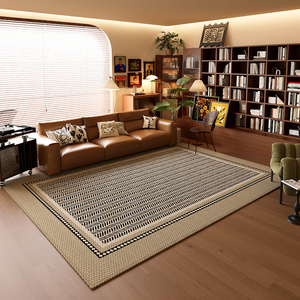 复古客厅地毯高级感别墅家用北欧风中古沙发隔音地垫卧室床边书房