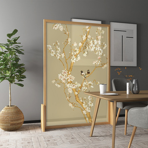 定制双面半透明纱布画屏风玄关隔断设计软装修挂门卷帘广告展会用