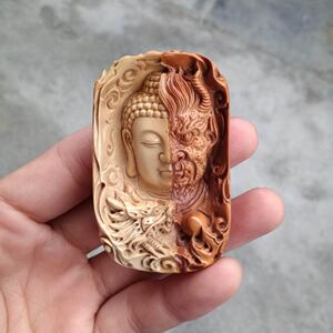 藏牙阁猛犸象牙双色材料一念之间牌子大师纯手工雕刻  牌子