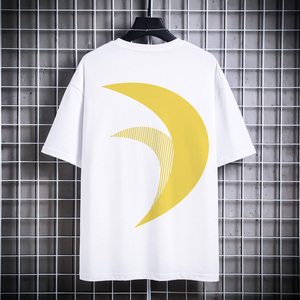 月牙短袖t恤男夏季潮流ins潮牌大码宽松半袖上衣服休闲百搭五分袖