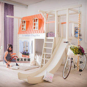 滑梯阁楼儿童攀爬架玩具屋床树屋秋千公主男孩高低床双层女童定制