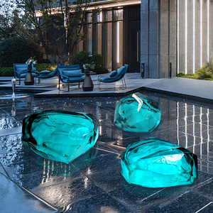 透明树脂景观石头雕塑酒店售楼处别墅庭院水池大型落地软装饰摆件