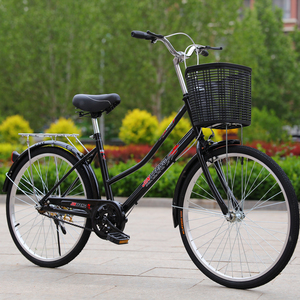 自行车24寸26寸成人老式轻便复古通勤中学生休闲代步单车实心胎