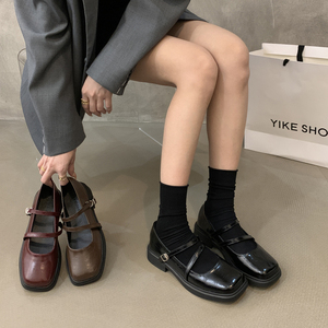 设计感小众法式复古玛丽珍单鞋2024年新款秋季粗跟黑色英伦小皮鞋