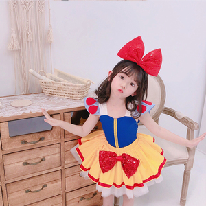 白雪公主裙子儿童夏季美少女演出服套装两件套女童蓬蓬纱裙迪斯尼
