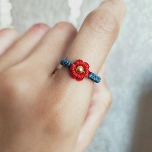 送你一朵小红花手绳戒指手工编织指环男女转好运戒圈易烊千玺同款