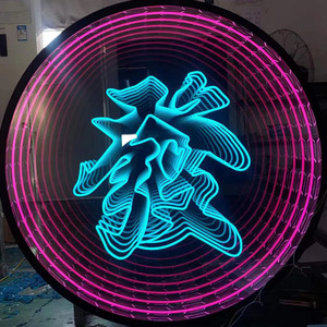 深渊千层镜发光字灯箱定做烧烤酒吧网红地砖霓虹灯背景墙装饰制作