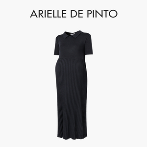 法国ARIELLE DE PINTO孕妇装夏季新品百搭薄款短袖冰丝针织连衣裙